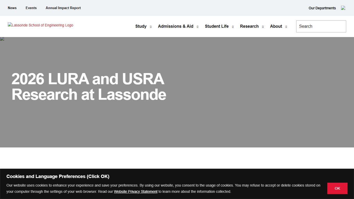 2026 LURA and USRA Research at Lassonde Lassonde School of Engineering